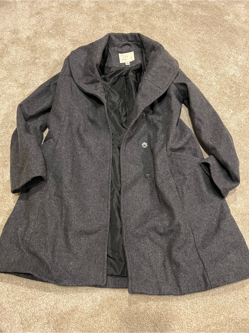 a new day Dark Gray Wool-Blend Trench Coat